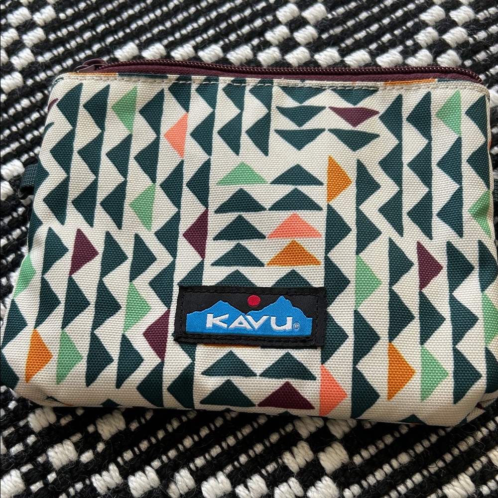 Kavu Canvas Pouch with Teal, Green, Orange, Maroon Accents